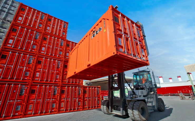 Explosion-proof modular container installed in an industrial hazardous area in Abu Dhabi, UAE, certified ATEX and IECEx.